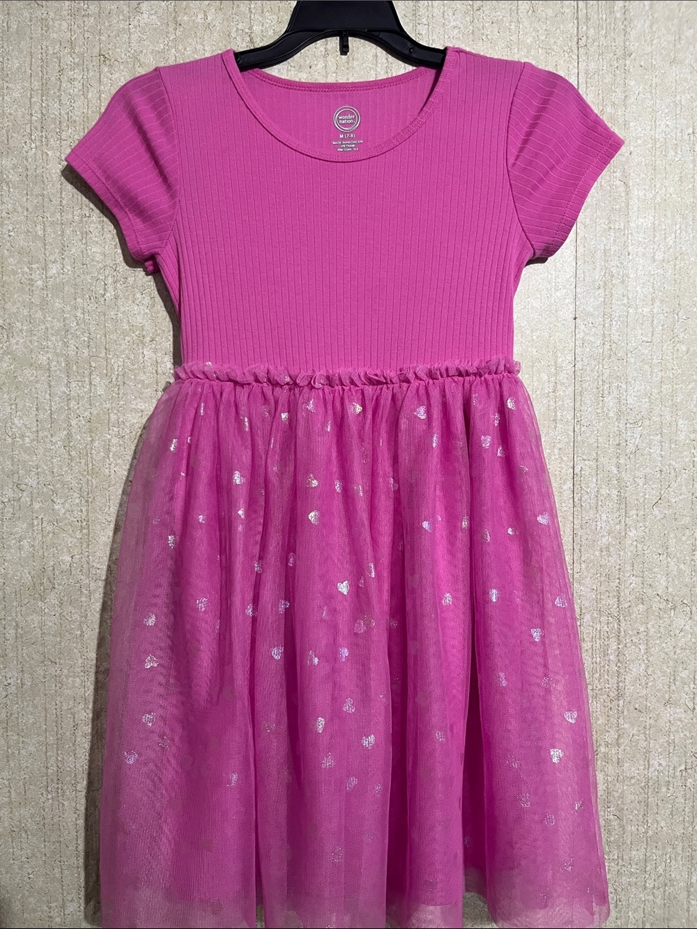wonder nation Hot Pink Ribbed Tee & Sparkle Tulle Dress
